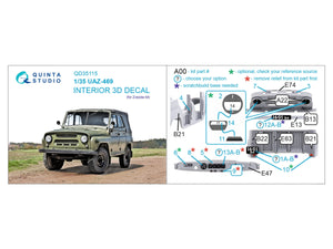 Quinta Studio QD35115 UAZ-469 3D-Printed &amp;amp; colored Interior on decal paper (Zvezda) 1/35 – Bild 2