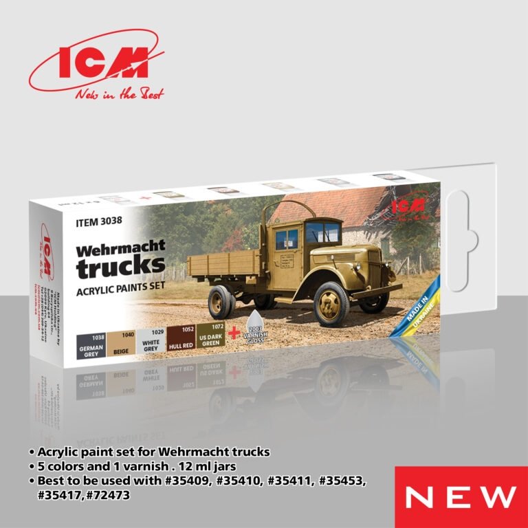 ICM 3038 Acrylic paint set for Wehrmacht trucks 12 ml x 6
