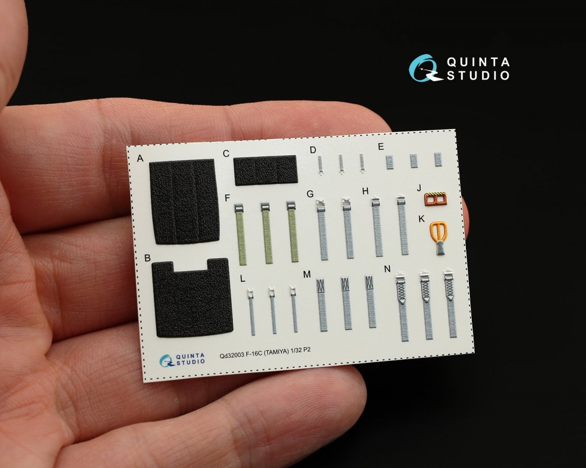 Quinta Studio QD32003 F-16C 3D-Printed &amp;amp; colored Interior on decal paper (for Tamiya kit) 1/32 – immagine 5