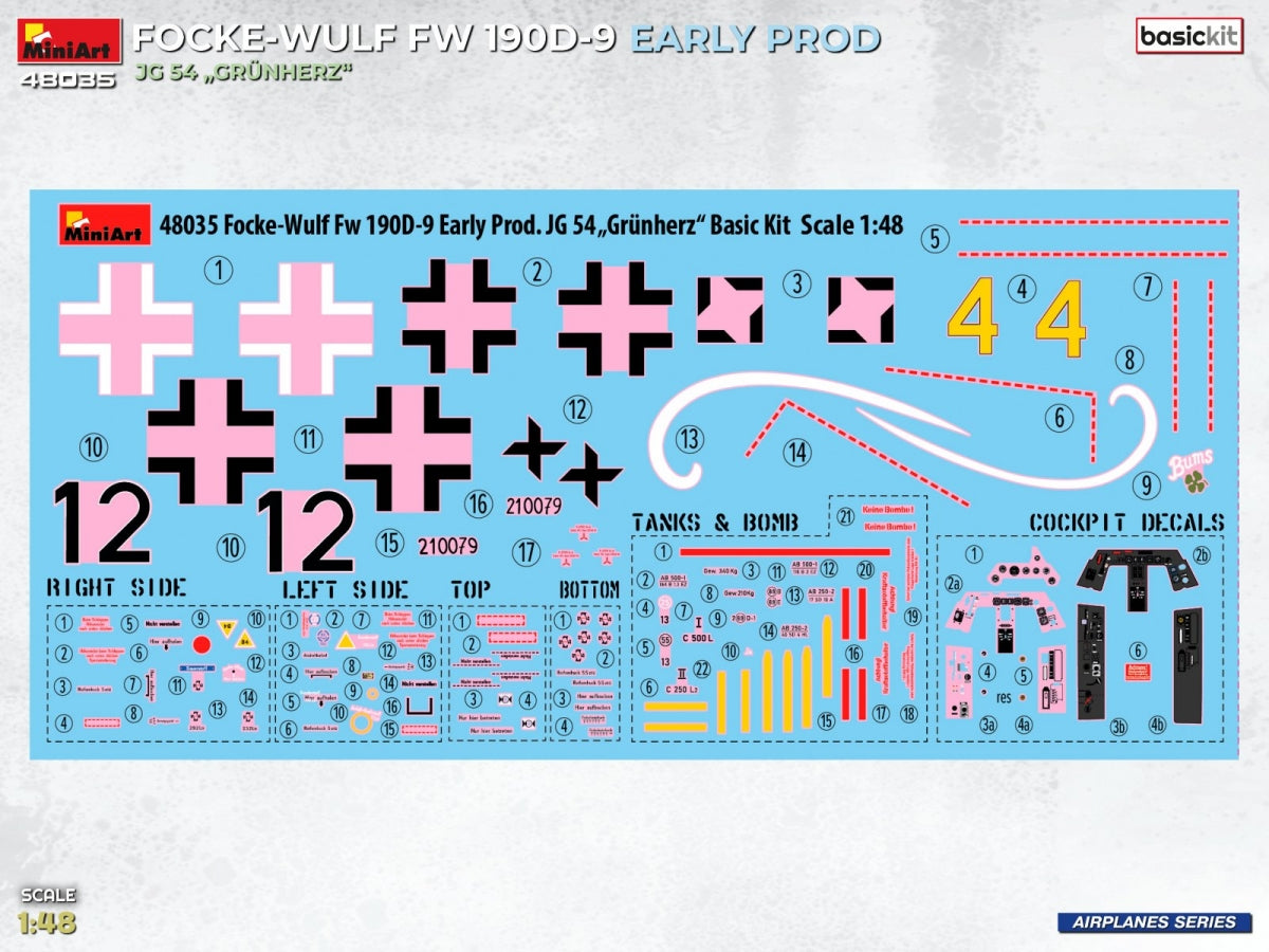 MiniArt 48035 FOCKE-WULF FW 190D-9 EARLY PROD. JG 54 „Grünherz“ BASIC KIT 1/48