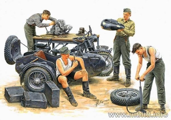 Master Box 3560 German motorcycle repair team (1/35) – image 2