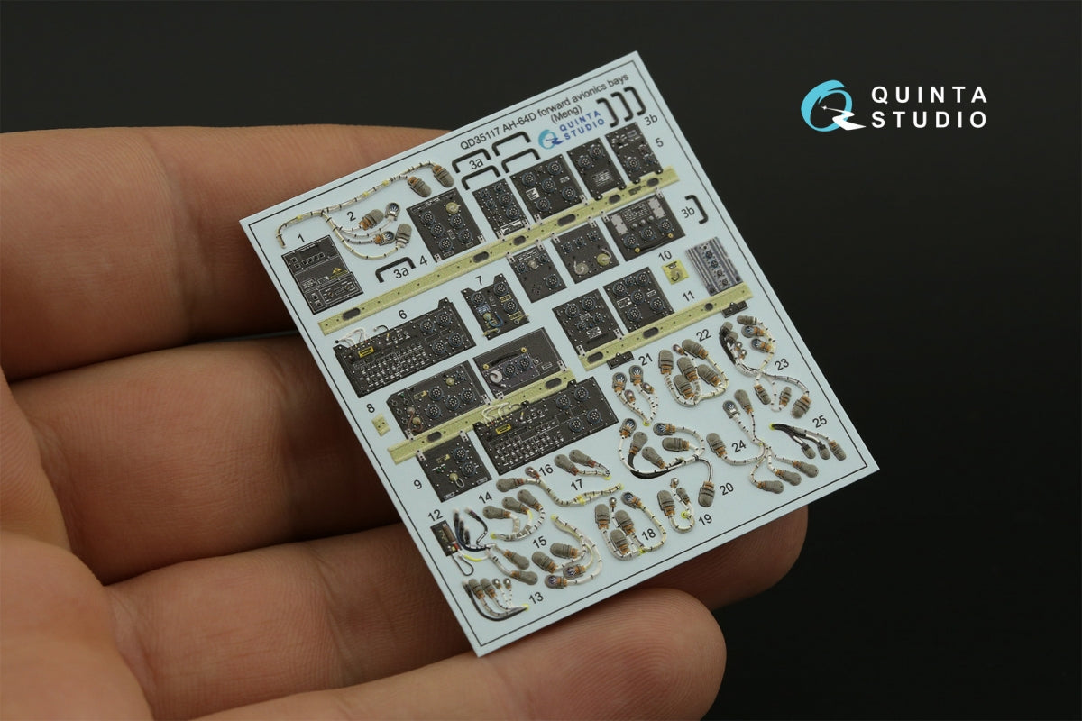 Quinta Studio QD35117 AH-64D Extended forward avionics bays 3D-Printed &amp;amp; colored Interior on decal paper (Meng) 1/35 – Bild 4