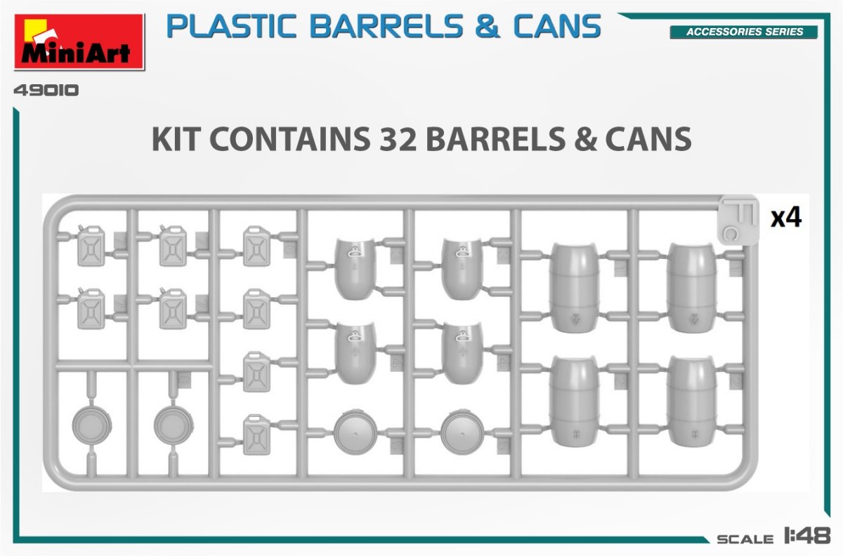 MiniArt 49010 PLASTIC BARRELS &amp;amp; CANS 1/48 – imagen 3