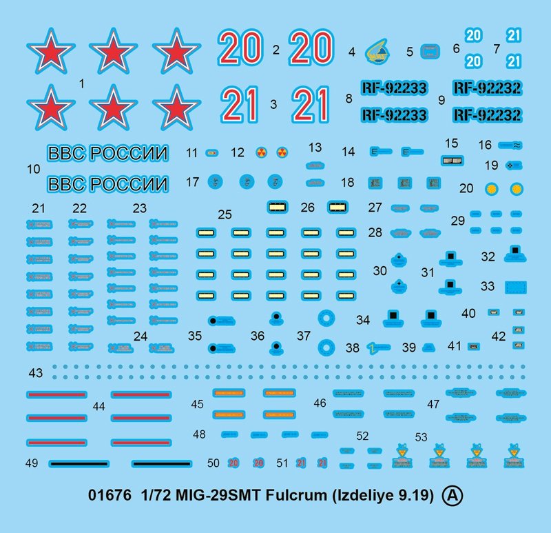 Trumpeter 01676 MIG-29SMT Fulcrum (Izdeliye 9.19) 1/72 – obrázek 4