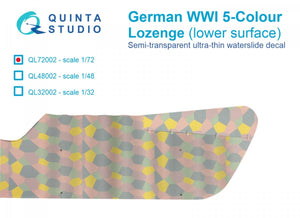 Quinta Studio QL72002 German WWI 5-Color Lozenge (lower surface) 1/72