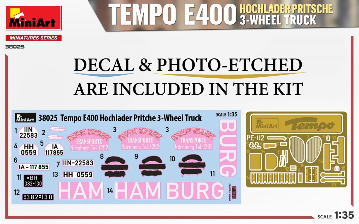 MiniArt 38025 TEMPO E400 HOCHLADER PRITSCHE 3-WHEEL TRUCK 1/35 – image 9