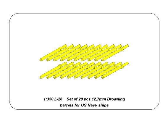 Aber 350L-26 Set of 20 pcs 12.7 mm (0.5in) Browning barrels for US Navy ships (1/350) – image 4