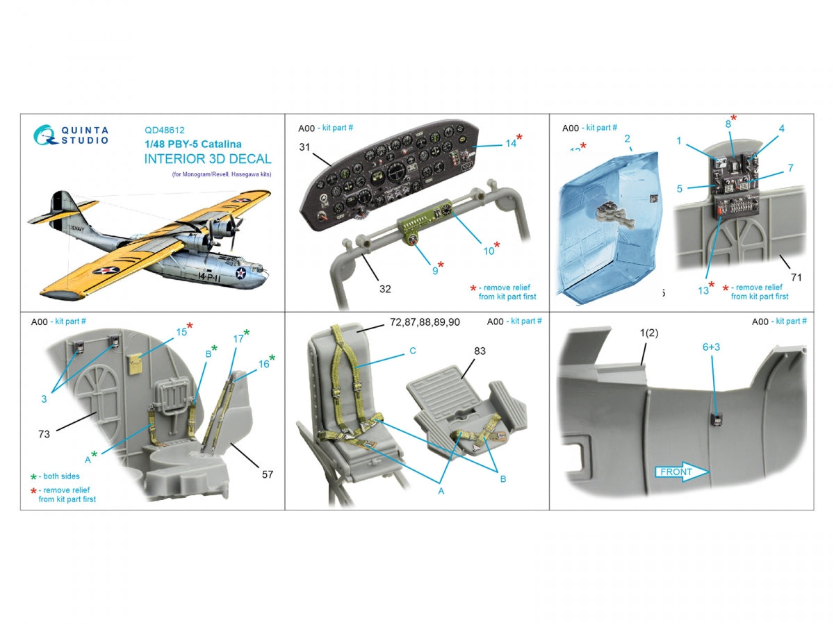 Quinta Studio QD48612 PBY-5 Catalina 3D-Printed &amp;amp; colored Interior on decal paper (Revell/Monogram) 1/48 – image 2