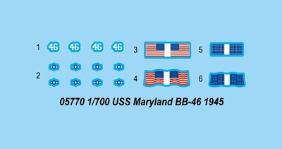 Trumpeter 05770 USS Maryland BB-46 1945 1/700 – obrázek 3
