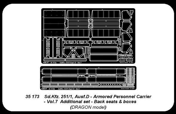 Aber 35173 Sd.Kfz. 251/1 Ausf.D. part 7 rear seats and storage compartments (DRA) (1/35) – image 2