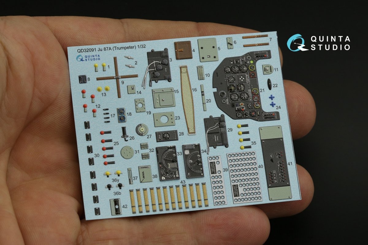 Quinta Studio QD32091 Ju 87A 3D-Printed &amp;amp; colored Interior on decal paper (Trumpeter) 1/32 – image 4