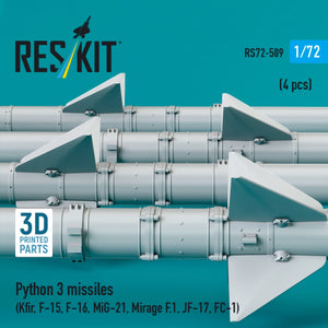 RESKIT RS72-0509 Python 3 missiles (4 pcs) (3D Printed) 1/72