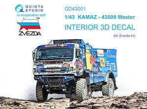 Quinta Studio QD43001 KAMAZ-43509 3D-Printed colored Interior on decal paper (Zvezda) 1/43