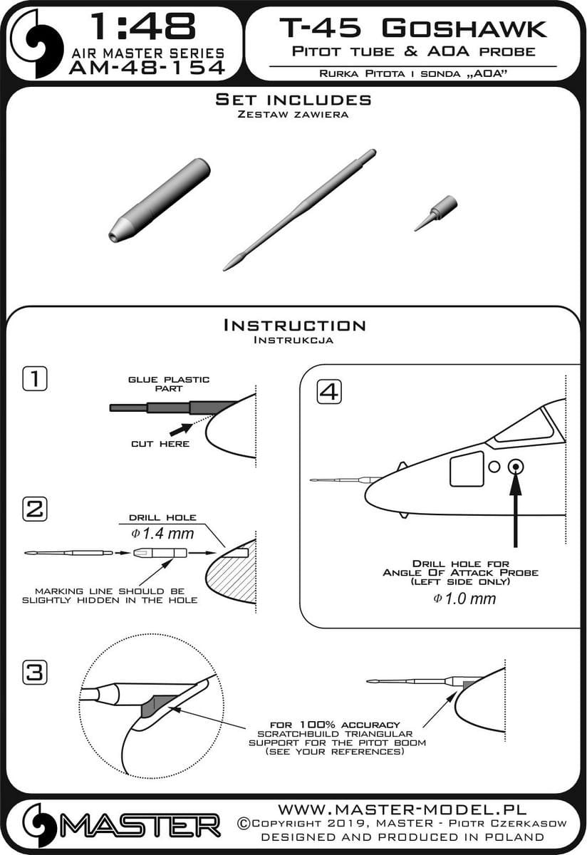 Master AM-48-154 T-45 Goshawk - Pitot Tube and Angle Of Attack Probe 1/48 – image 4