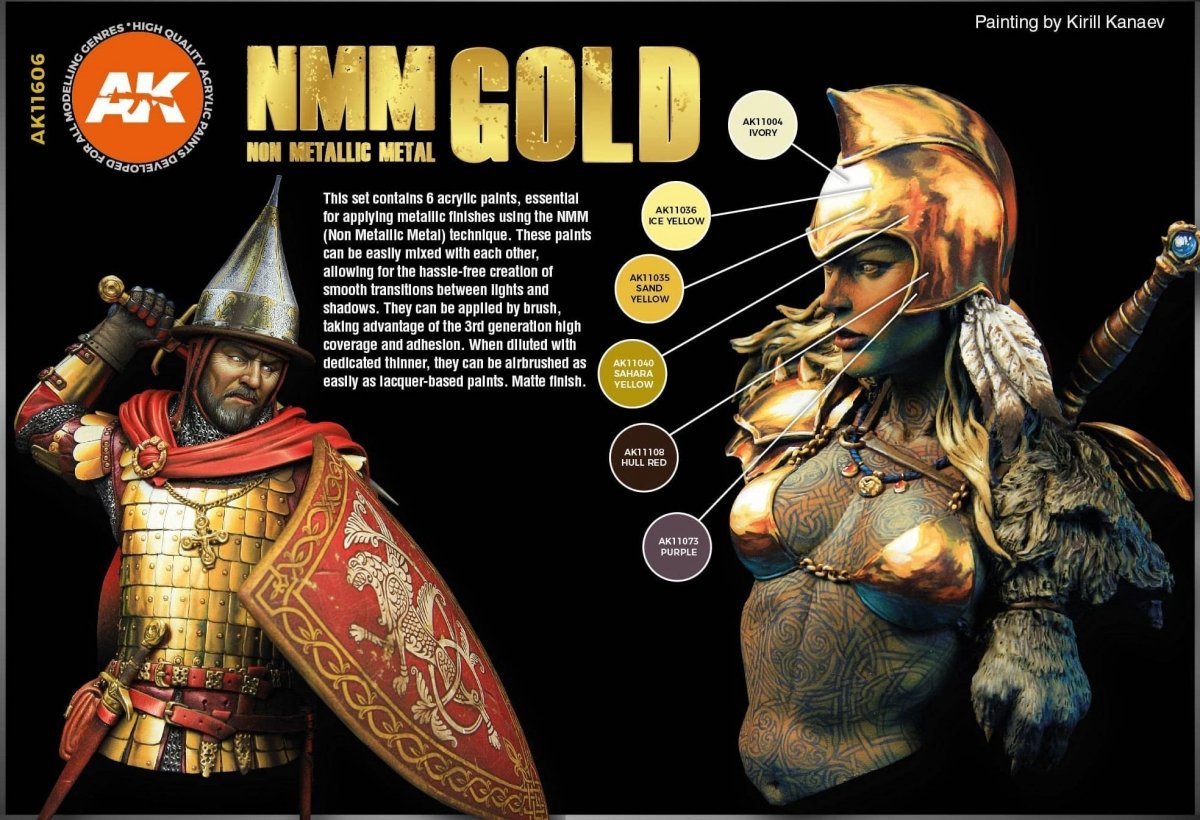AK Interactive AK11606 NMM (Non Metallic Metal) GOLD Set 6x17 ml – Bild 3