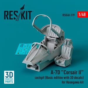 RESKIT RSU48-0319 A-7D &amp;quot;Corsair II&amp;quot; cockpit (Basic edition with 3D decals) for Hasegawa kit (3D Printed) 1/48