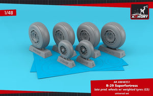 Armory Models AW48351 B-29 Superfortress late production wheels w/ weighted tires (GS) 1/48