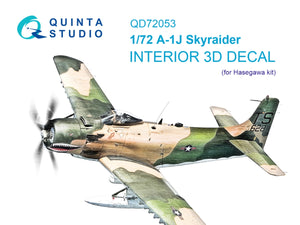 Quinta Studio QD72053 A-1J 3D-Printed &amp;amp; colored Interior on decal paper (Hasegawa) 1/72