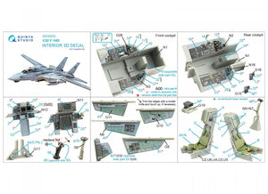 Quinta Studio QD32033 F-14D 3D-Printed &amp;amp; colored Interior on decal paper ( Trumpeter ) 1/32 – image 2