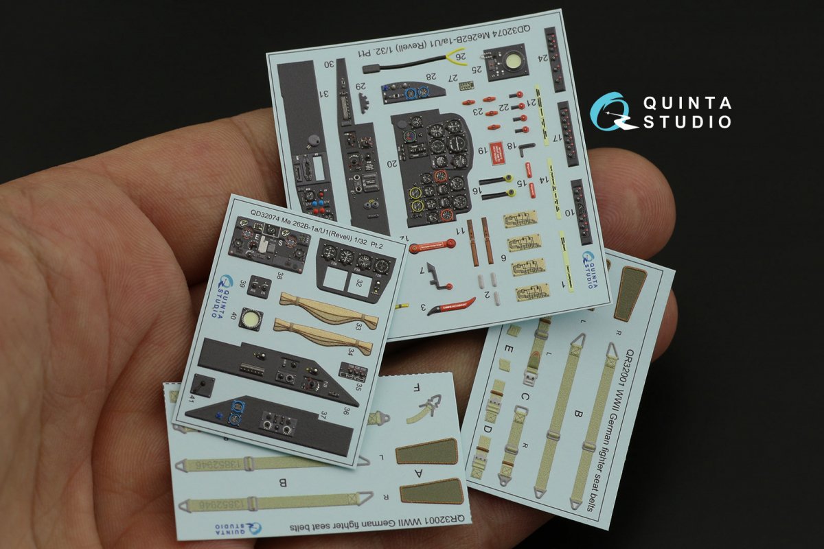 Quinta Studio QD32074 Me 262B1a/U-1 3D-Printed &amp;amp; colored Interior on decal paper (Revell) 1/32 – Bild 11
