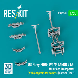 RESKIT RSK35-0008 US NAVY MHU-191/M (AERO 21A) Munitions Transporter (with adapters for bombs) (Carrier Fleet) (3D Printed model kit) 1/35 – image 3