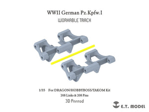 ET Model P35-400 WWII German Pz.Kpfw.I Workable Track (3D Printed) For DRAGON/HOBBYBOSS/TAKOM Kit 1/35