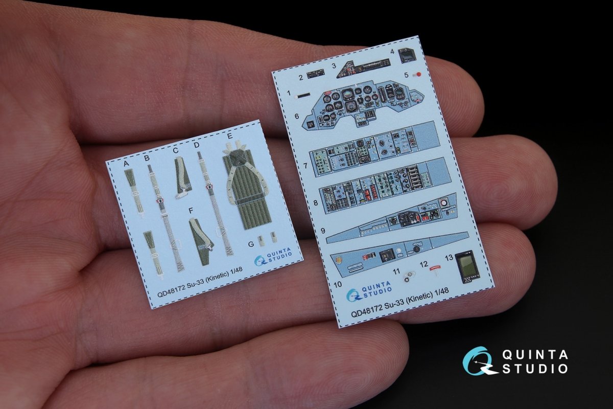 Quinta Studio QD48172 Su-33 3D-Printed &amp;amp; colored Interior on decal paper (for Kinetic kit) 1/48 – image 2