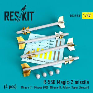 RESKIT RS32-0053 R-550 MAGIC-2 MISSILES (4PCS) 1/32