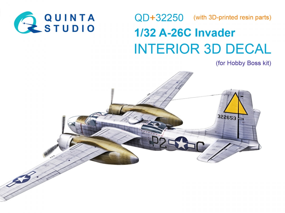 Quinta Studio QD+32250 A-26C Invader 3D-Printed &amp; colored Interior on decal paper (Hobby Boss) (with 3D-printed resin parts) 1/32