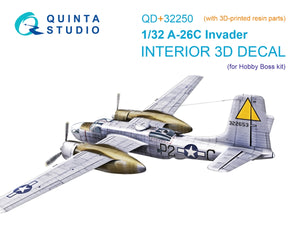 Quinta Studio QD+32250 A-26C Invader 3D-Printed &amp;amp; colored Interior on decal paper (Hobby Boss) (with 3D-printed resin parts) 1/32