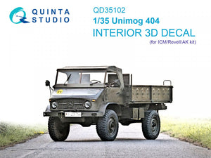 Quinta Studio QD35102 Unimog 404 3D-Printed &amp;amp; colored Interior on decal paper (ICM) 1/35