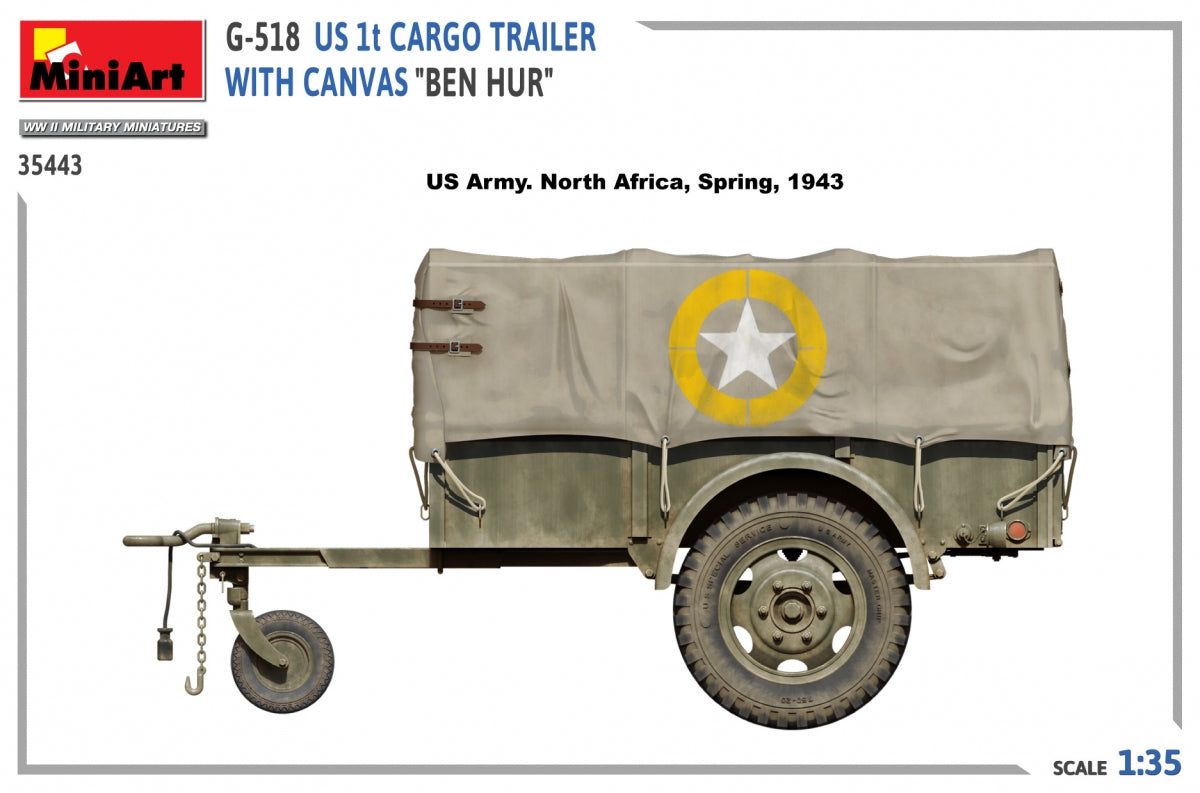 MiniArt 35443 G-518 US 1t CARGO TRAILER WITH CANVAS BEN HUR 1/35 – zdjęcie 8