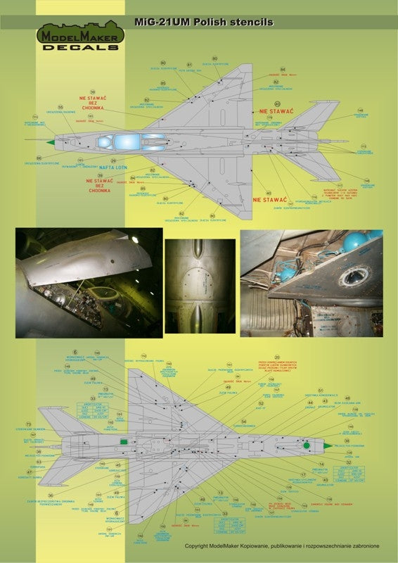 ModelMaker Decals D48020 MiG-21PFM/M/MF/bis/UM Polish stencils 1/48 – imagen 5