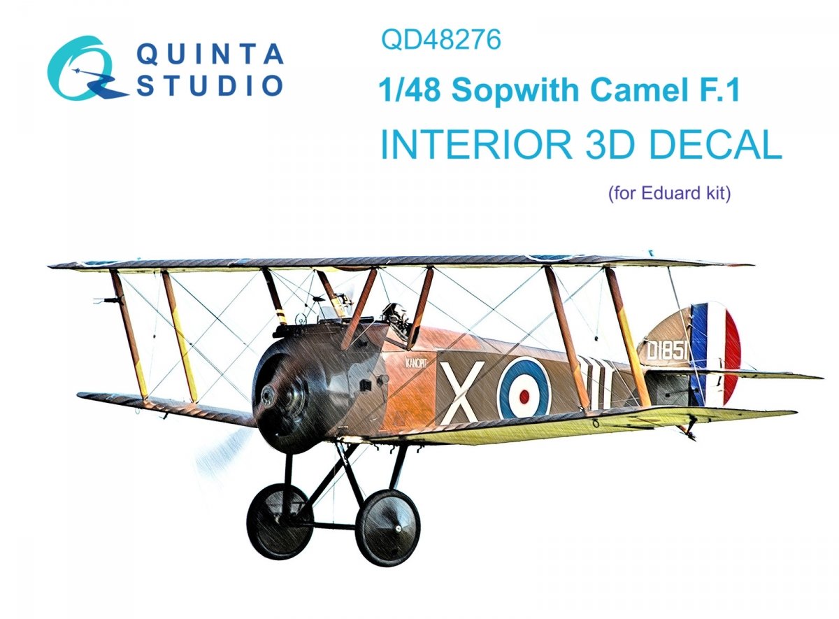 Quinta Studio QD48276 Sopwith Camel F.1 3D-Printed &amp; colored Interior on decal paper (Eduard) 1/48