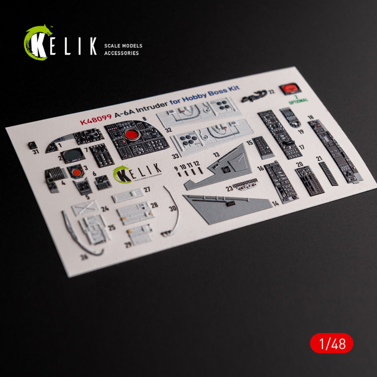 KELIK K48099 A-6A Intruder - interior 3D decals for HobbyBoss kit 1/48 – obrázek 2