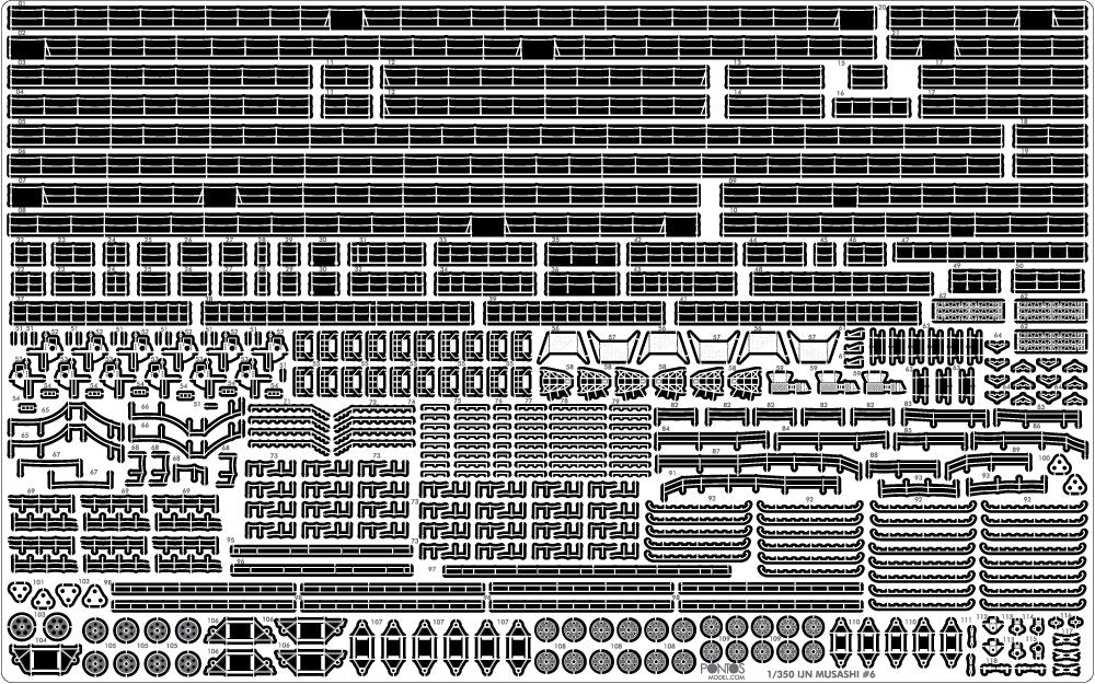 Pontos 37025FN IJN Musashi 1944 Detail up set Advanced Hinoki Tone Deck 1/350 – imagen 15