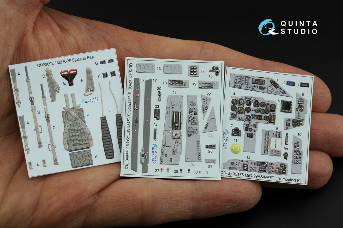 Quinta Studio QD32176 MiG-29A NATO service 3D-Printed &amp;amp; colored Interior on decal paper (Trumpeter) 1/32 – image 2