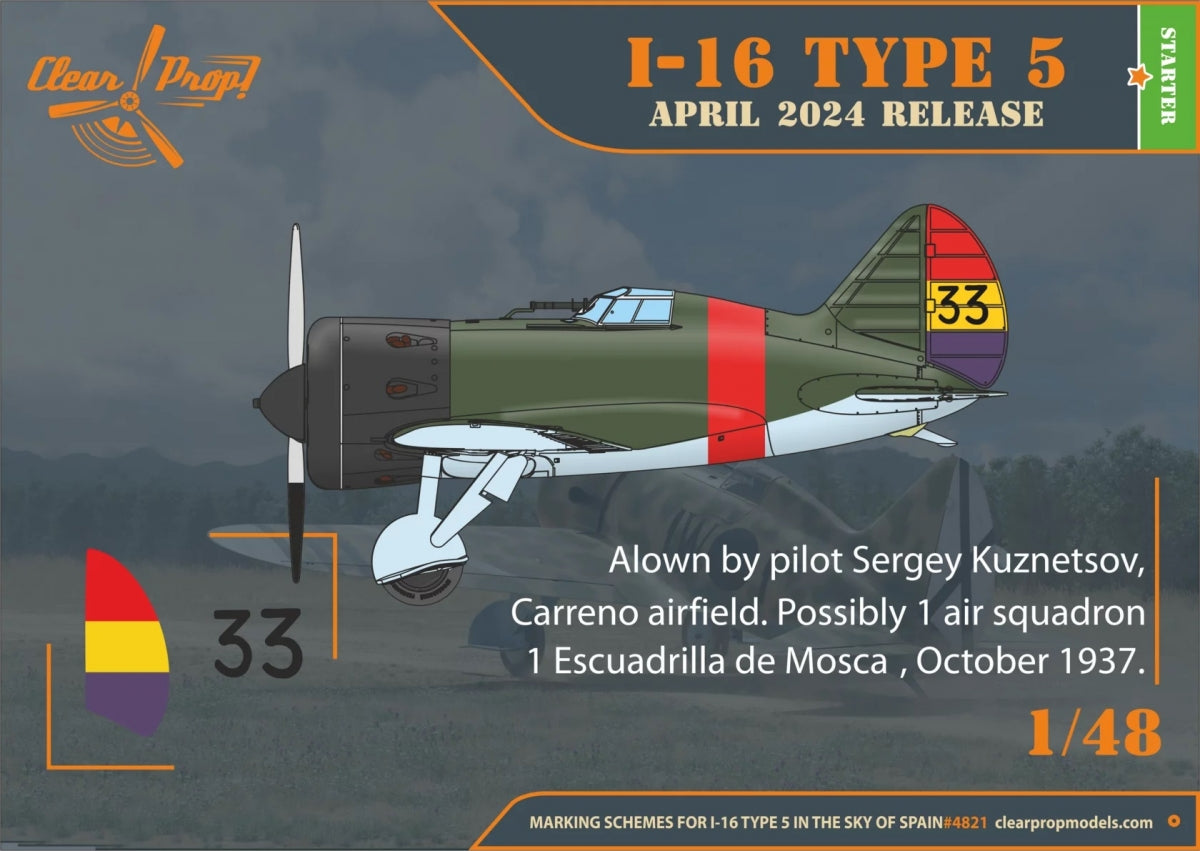 Clear Prop! CP4821 I-16 type 5 (in the sky of Spain early version) STARTER KIT 1/48 – Bild 12