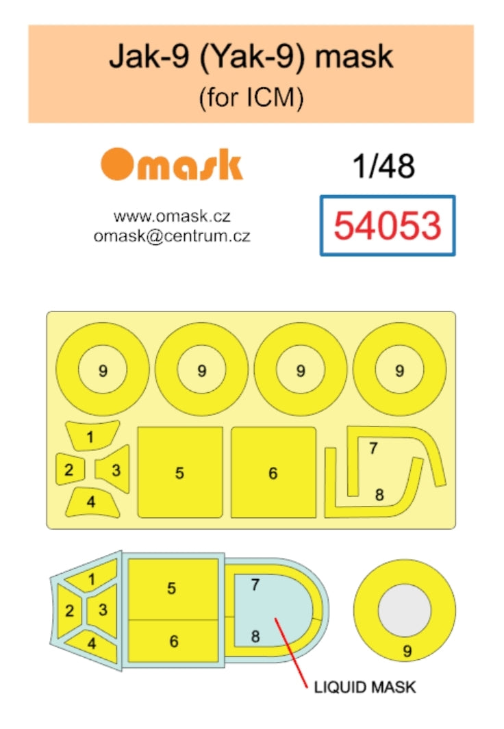 Omask 54053 Yak-9 (Yak-9) mask (for ICM) 1/48 – image 2