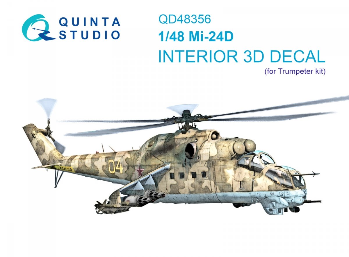Quinta Studio QD48356 Mi-24D 3D-Printed &amp; colored Interior on decal paper (Trumpeter) 1/48