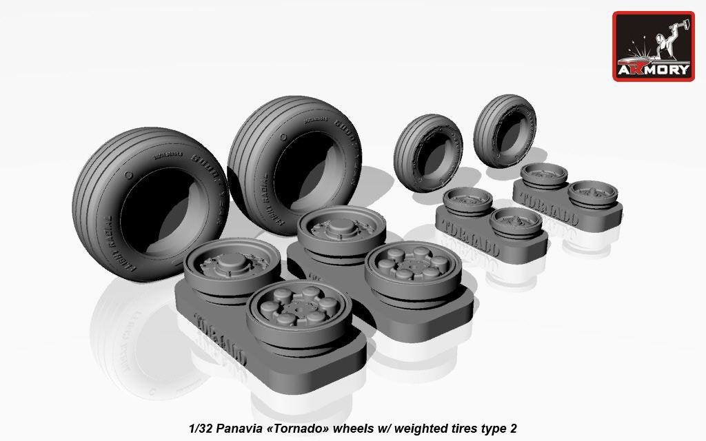 Armory Models AW32501b Panavia Tornado wheels, w/ tires type “b” (GY) 1/32