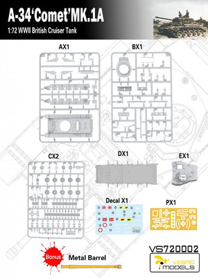 Vespid Models VS720002 A-34 &amp;#39;Comet&amp;#39; MK.1A British Cruiser Tank 1/72 – zdjęcie 6