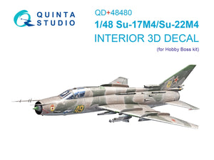 Quinta Studio QD+48480 Su-17M4/Su-22M4 3D-Printed &amp;amp; colored Interior on decal paper (Hobby Boss) (with 3D-printed resin parts) 1/48