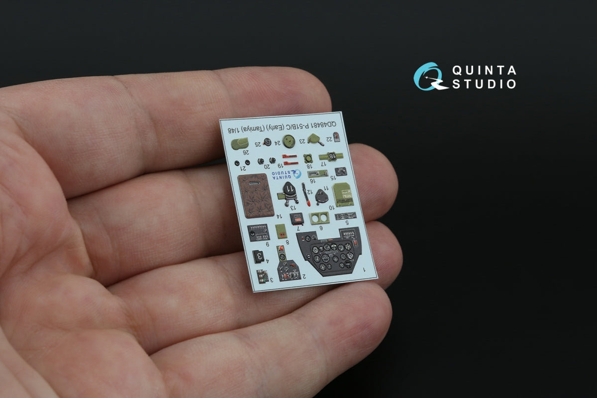 Quinta Studio QD48481 P-51B/C (Early) 3D-Printed colored Interior on decal paper (Tamiya) 1/48 – obrázek 6