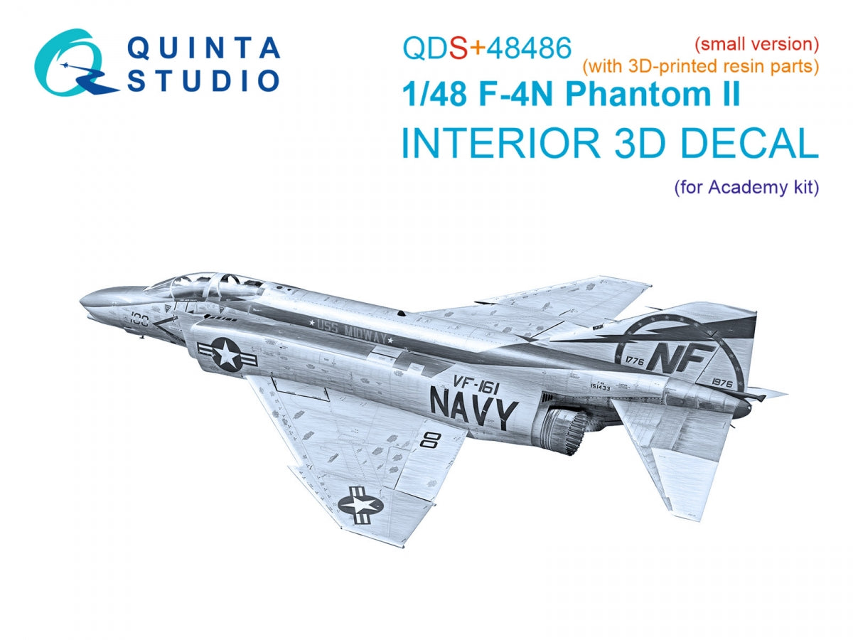Quinta Studio QDS+48486 F-4N Phantom II 3D-Printed &amp;amp; colored Interior on decal paper (Academy) (Small version) (with 3D-printed resin parts) 1/48