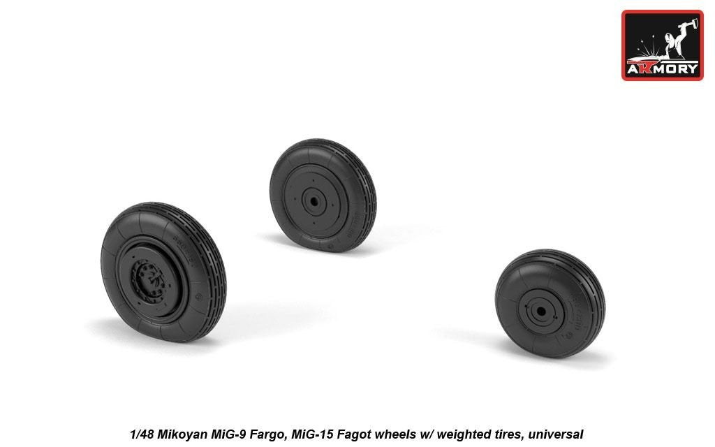 Armory Models AW48032 Mikoyan MiG-9 Fargo / MiG-15 Fagot (early) wheels w/ weighted tires 1/48 – Bild 3