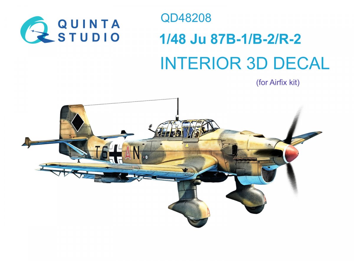 Quinta Studio QD48208 Ju 87B-1/B-2/R-2 3D-Printed &amp;amp; colored Interior on decal paper (Airfix) 1/48