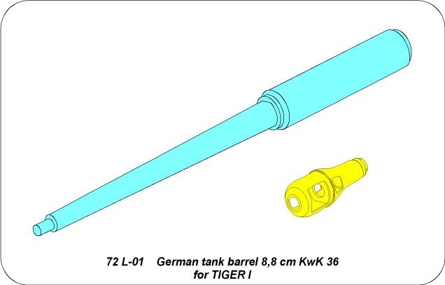 Aber 72L-01 German tank barrel 8,8cm KwK 36 for Tiger I 1/72 – Bild 5