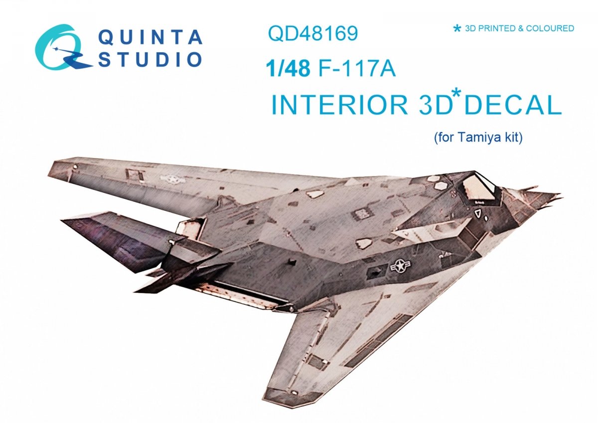 Quinta Studio QD48169 F-117A 3D-Printed &amp; colored Interior on decal paper (for Tamiya kit) 1/48