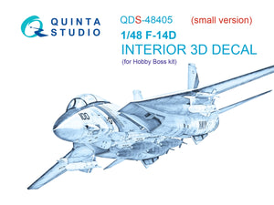Quinta Studio QDS-48405 F-14D 3D-Printed &amp;amp; colored Interior on decal paper (Hobby Boss) (Small version) 1/48
